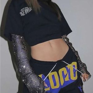 Rhinestone Decor Arm Sleeves